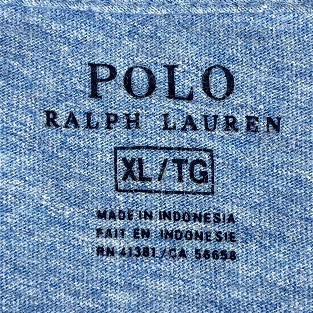 Polo Ralph Lauren T-Shirt Mens XL Blue Long Sleeve Heathered Cotton Pony‎ Logo